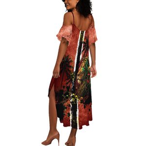 One Love Trinidad And Tobago Summer Maxi Dress Rastafarian Lion Reggae Grunge Style