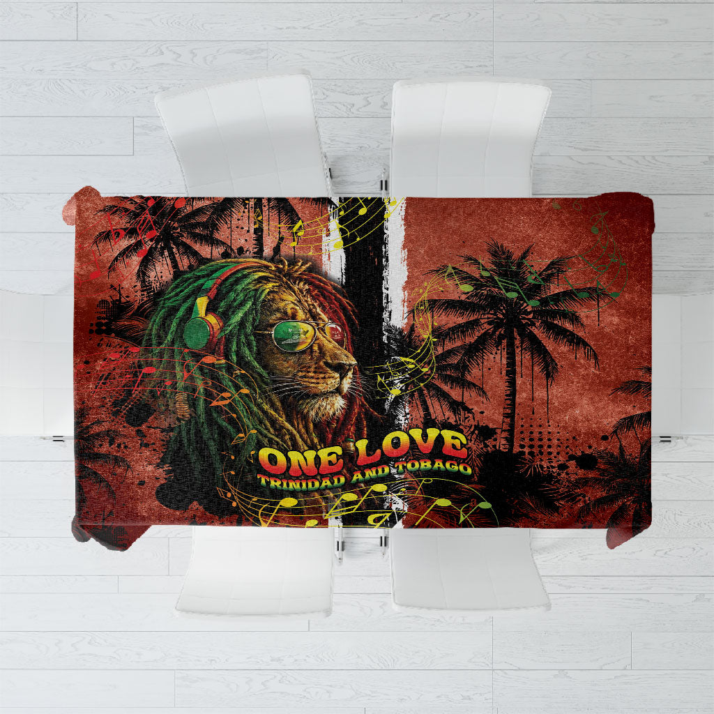 One Love Trinidad And Tobago Tablecloth Rastafarian Lion Reggae Grunge Style