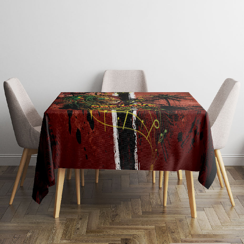 One Love Trinidad And Tobago Tablecloth Rastafarian Lion Reggae Grunge Style