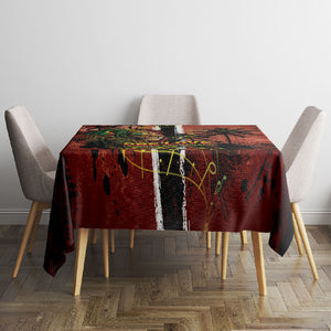 One Love Trinidad And Tobago Tablecloth Rastafarian Lion Reggae Grunge Style