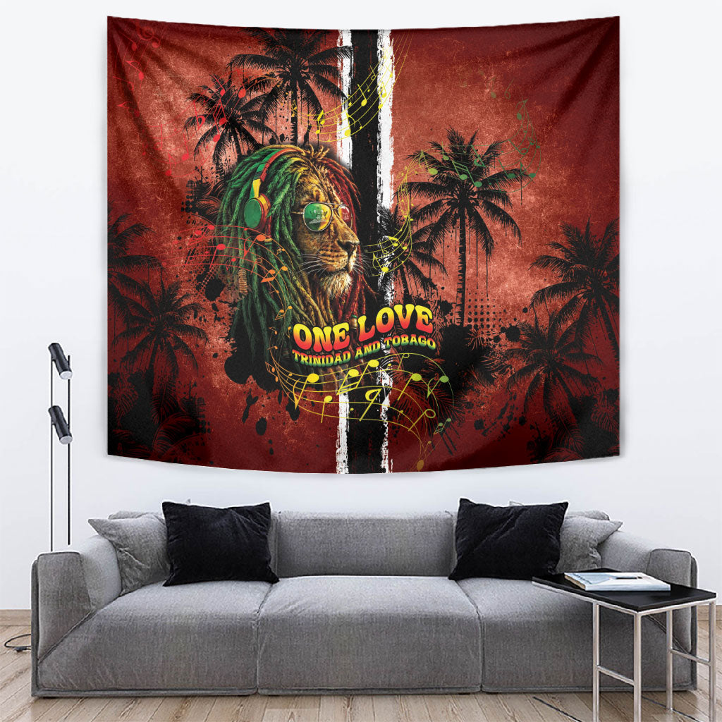 One Love Trinidad And Tobago Tapestry Rastafarian Lion Reggae Grunge Style