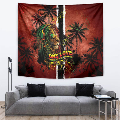 One Love Trinidad And Tobago Tapestry Rastafarian Lion Reggae Grunge Style