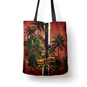 One Love Trinidad And Tobago Tote Bag Rastafarian Lion Reggae Grunge Style