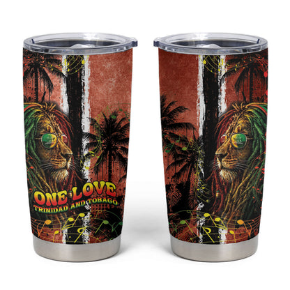 One Love Trinidad And Tobago Tumbler Cup Rastafarian Lion Reggae Grunge Style