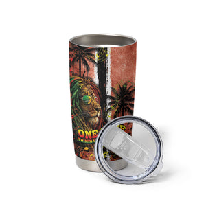 One Love Trinidad And Tobago Tumbler Cup Rastafarian Lion Reggae Grunge Style