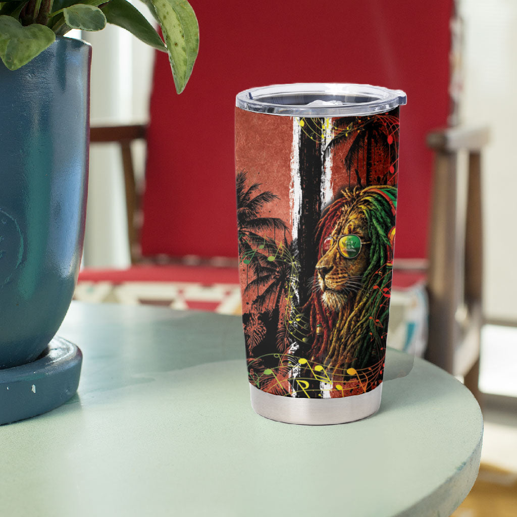 One Love Trinidad And Tobago Tumbler Cup Rastafarian Lion Reggae Grunge Style