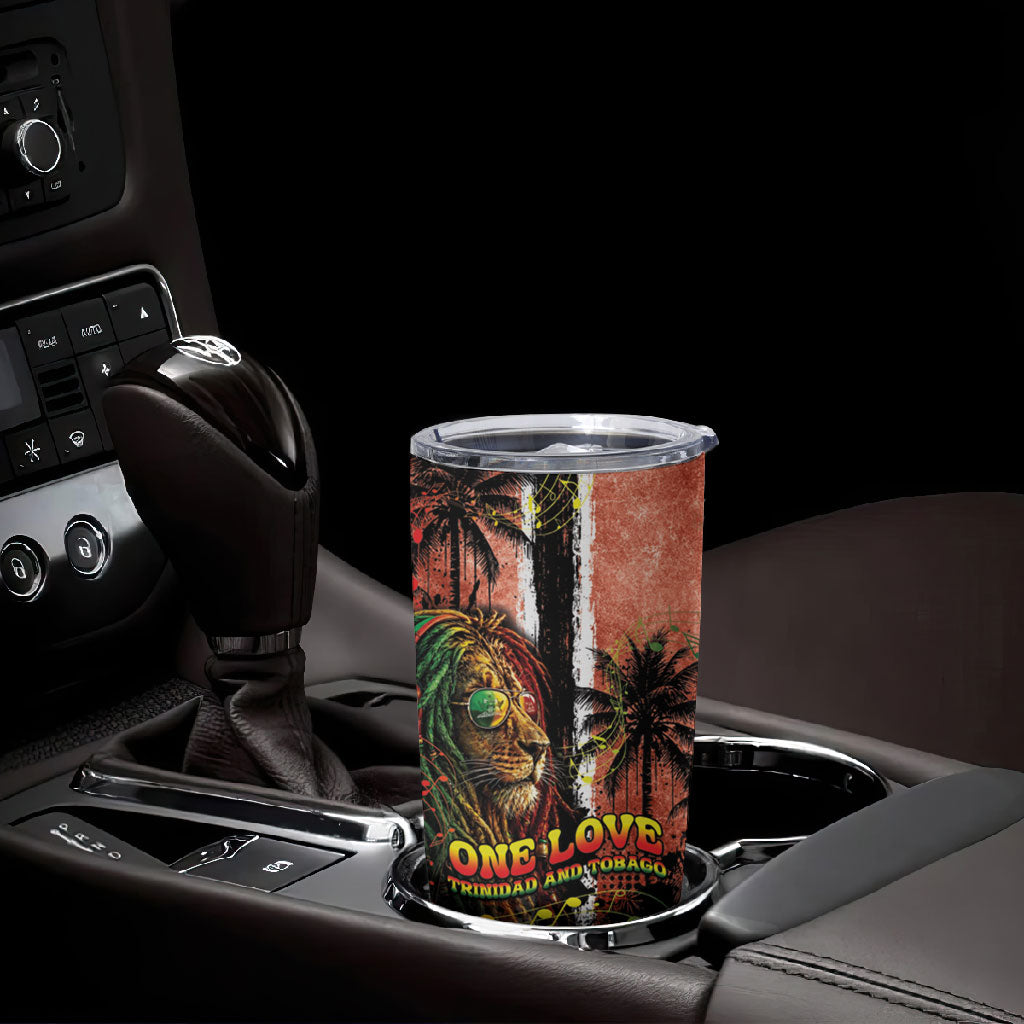 One Love Trinidad And Tobago Tumbler Cup Rastafarian Lion Reggae Grunge Style