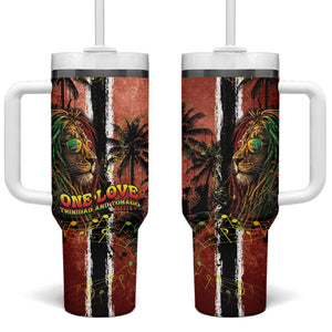 One Love Trinidad And Tobago Tumbler With Handle Rastafarian Lion Reggae Grunge Style