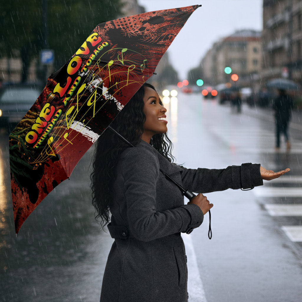 One Love Trinidad And Tobago Umbrella Rastafarian Lion Reggae Grunge Style
