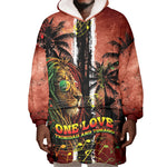 One Love Trinidad And Tobago Wearable Blanket Hoodie Rastafarian Lion Reggae Grunge Style