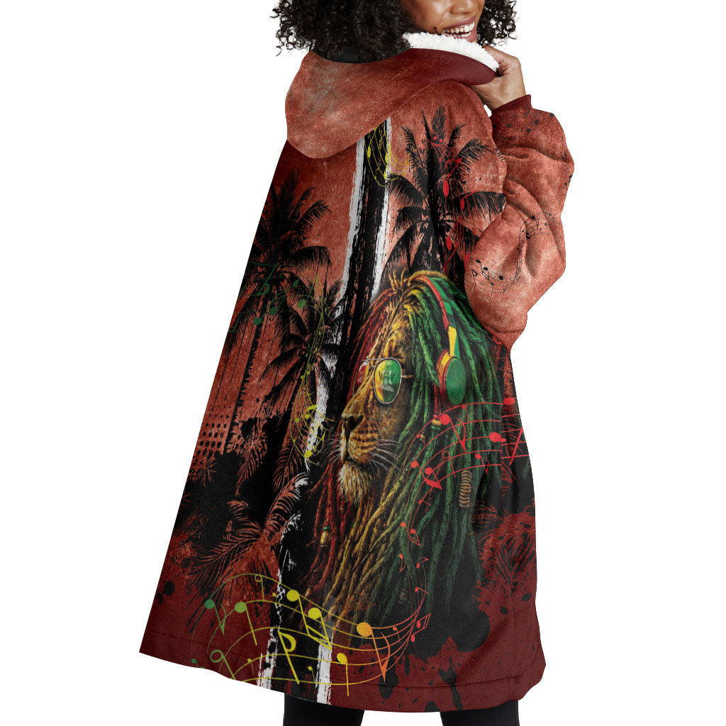 One Love Trinidad And Tobago Wearable Blanket Hoodie Rastafarian Lion Reggae Grunge Style