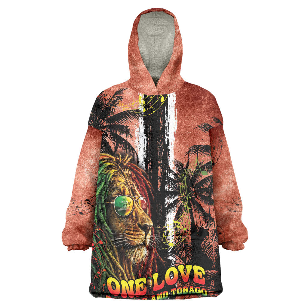 One Love Trinidad And Tobago Wearable Blanket Hoodie Rastafarian Lion Reggae Grunge Style