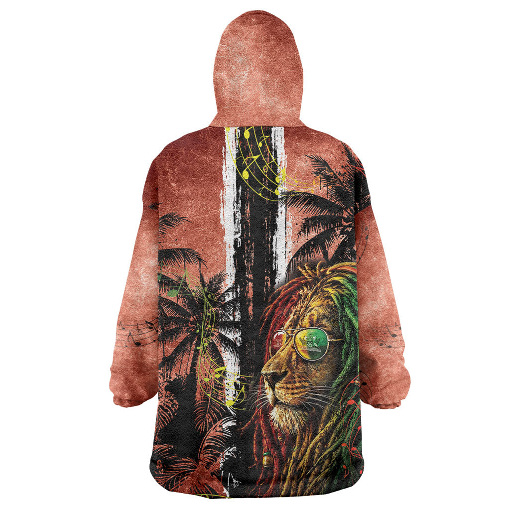 One Love Trinidad And Tobago Wearable Blanket Hoodie Rastafarian Lion Reggae Grunge Style