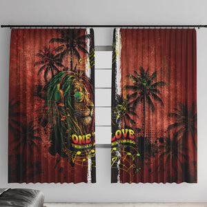 One Love Trinidad And Tobago Window Curtain Rastafarian Lion Reggae Grunge Style