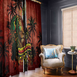 One Love Trinidad And Tobago Window Curtain Rastafarian Lion Reggae Grunge Style