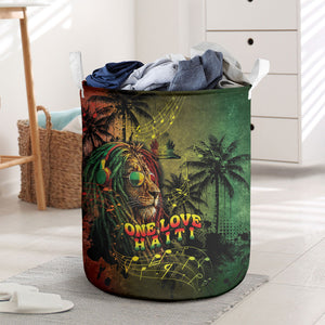 One Love Afro Haiti Laundry Basket Rastafarian Lion Reggae Grunge Style
