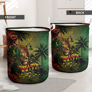 One Love Afro Haiti Laundry Basket Rastafarian Lion Reggae Grunge Style