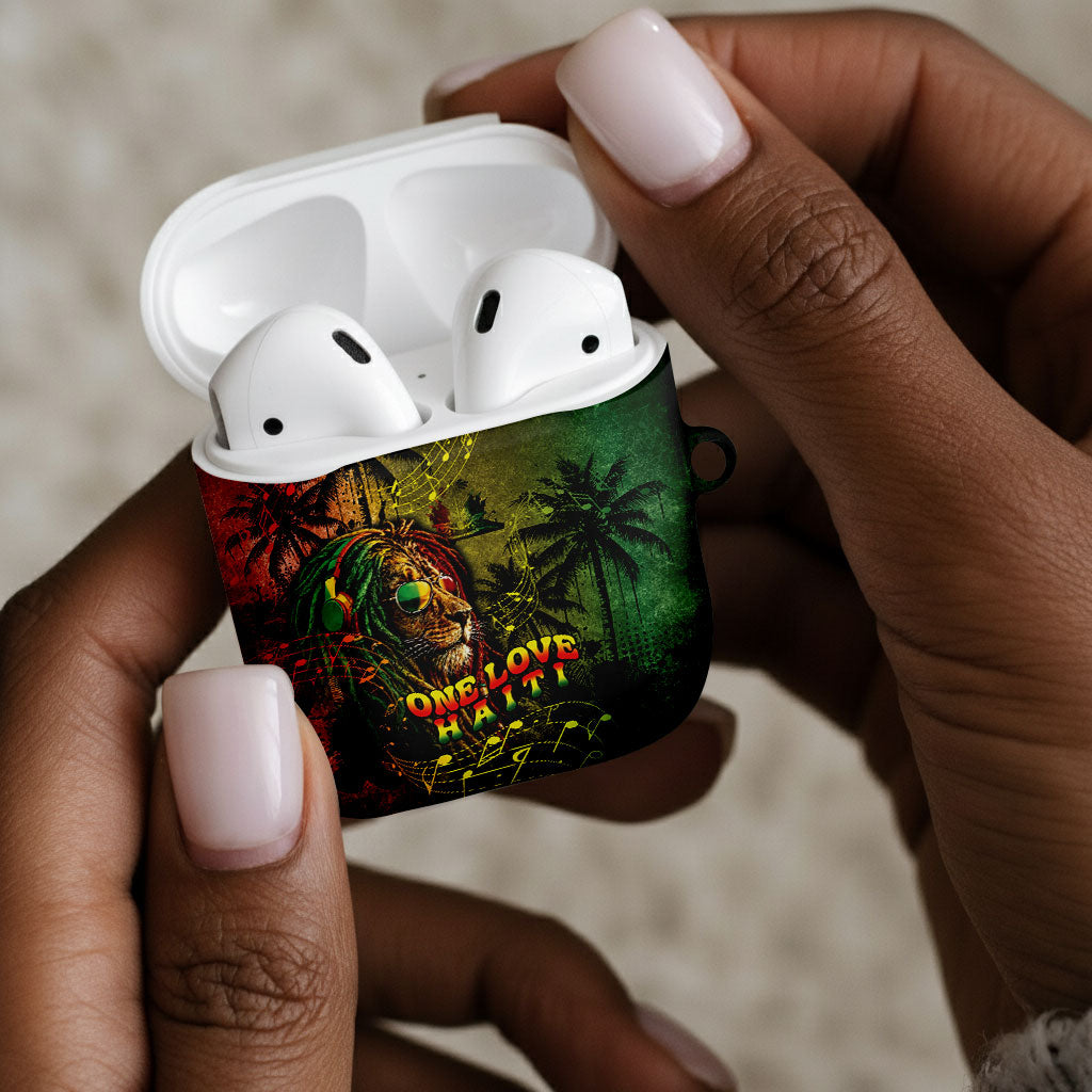 One Love Afro Haiti AirPods Case Rastafarian Lion Reggae Grunge Style