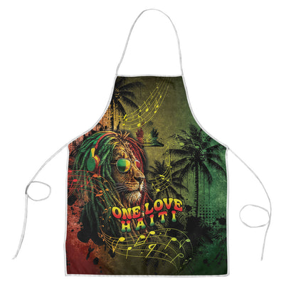One Love Afro Haiti Apron Rastafarian Lion Reggae Grunge Style
