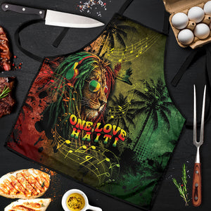One Love Afro Haiti Apron Rastafarian Lion Reggae Grunge Style