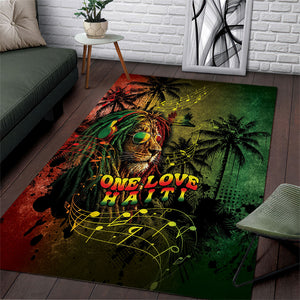 One Love Afro Haiti Area Rug Rastafarian Lion Reggae Grunge Style