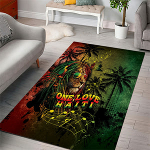 One Love Afro Haiti Area Rug Rastafarian Lion Reggae Grunge Style