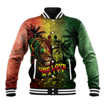 One Love Afro Haiti Baseball Jacket Rastafarian Lion Reggae Grunge Style