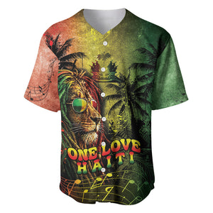 One Love Afro Haiti Baseball Jersey Rastafarian Lion Reggae Grunge Style