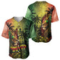 One Love Afro Haiti Baseball Jersey Rastafarian Lion Reggae Grunge Style