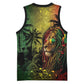 One Love Afro Haiti Basketball Jersey Rastafarian Lion Reggae Grunge Style