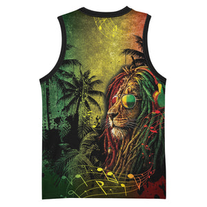 One Love Afro Haiti Basketball Jersey Rastafarian Lion Reggae Grunge Style