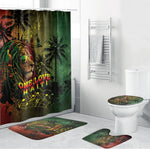 One Love Afro Haiti Bathroom Set Rastafarian Lion Reggae Grunge Style