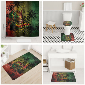 One Love Afro Haiti Bathroom Set Rastafarian Lion Reggae Grunge Style