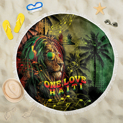 One Love Afro Haiti Beach Blanket Rastafarian Lion Reggae Grunge Style