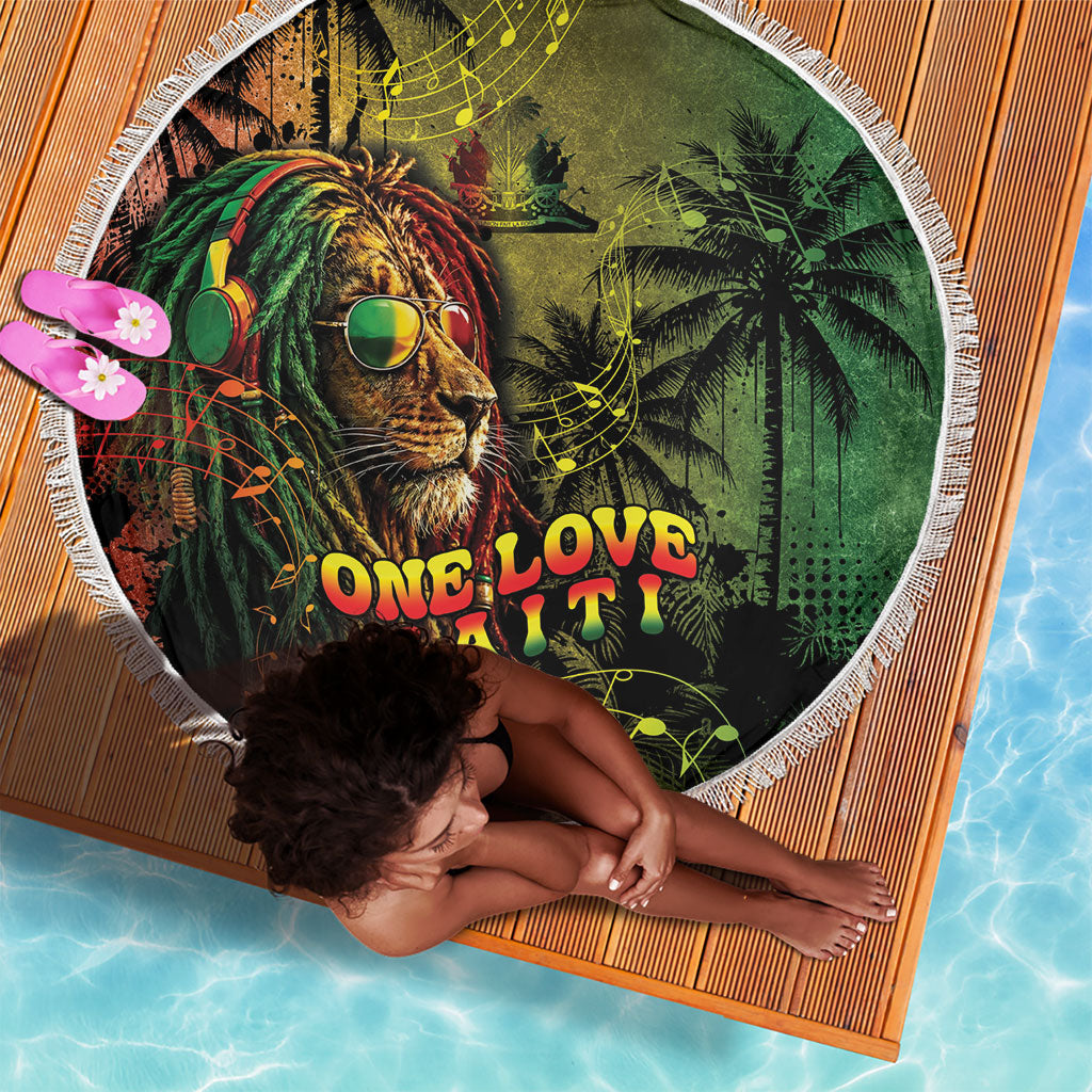 One Love Afro Haiti Beach Blanket Rastafarian Lion Reggae Grunge Style