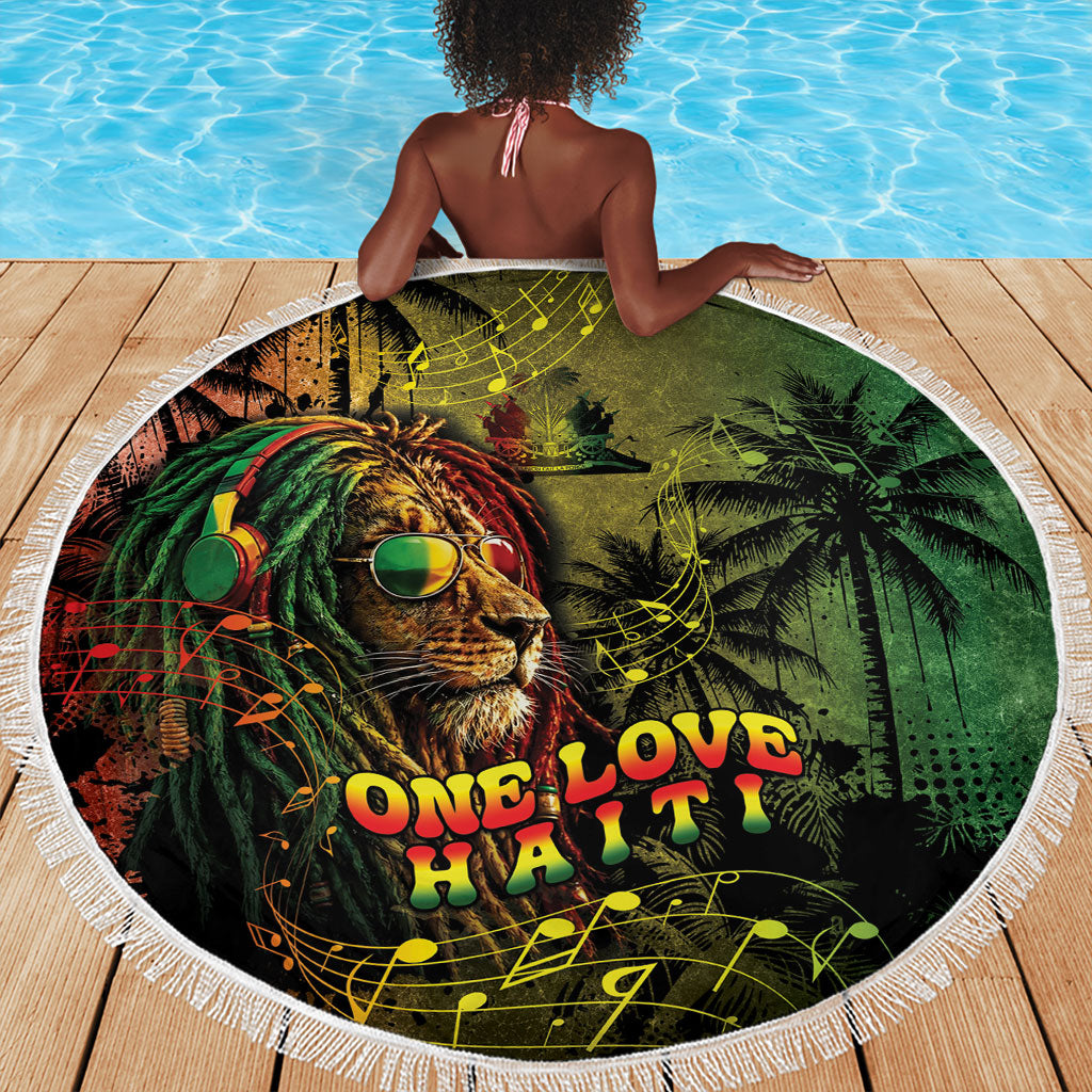 One Love Afro Haiti Beach Blanket Rastafarian Lion Reggae Grunge Style