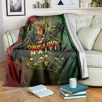One Love Afro Haiti Blanket Rastafarian Lion Reggae Grunge Style