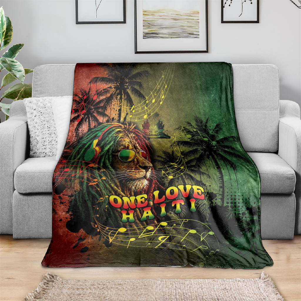 One Love Afro Haiti Blanket Rastafarian Lion Reggae Grunge Style