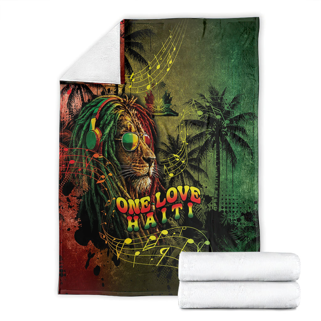 One Love Afro Haiti Blanket Rastafarian Lion Reggae Grunge Style