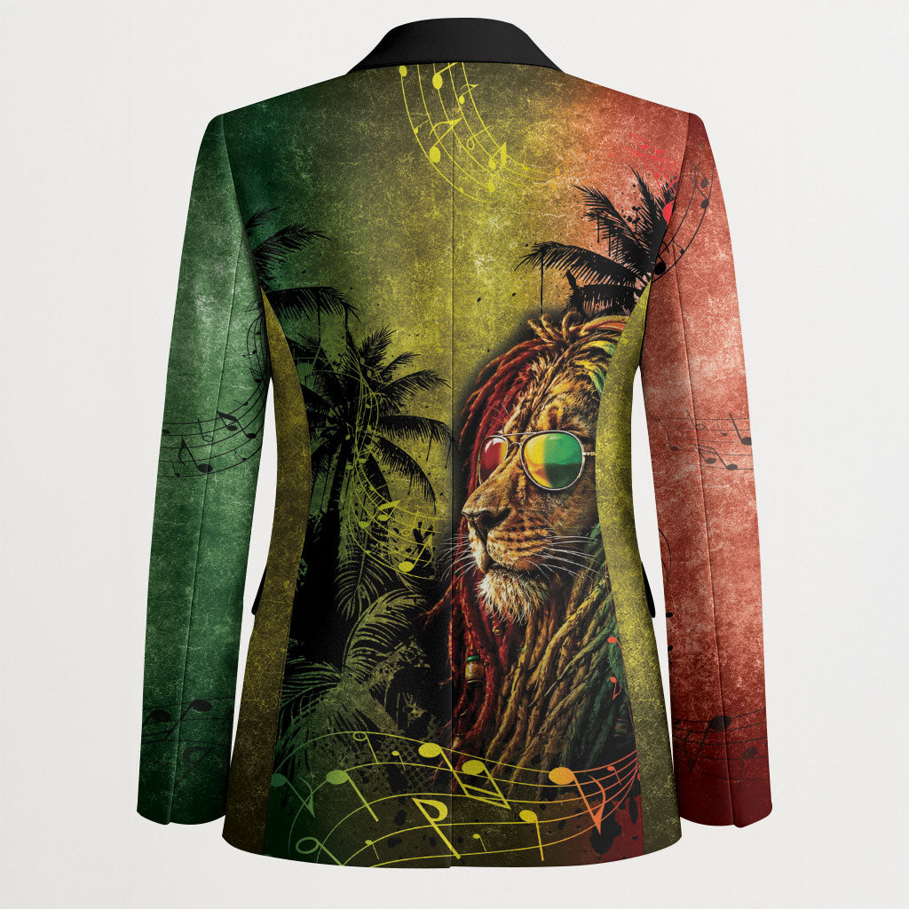 One Love Afro Haiti Blazer Rastafarian Lion Reggae Grunge Style