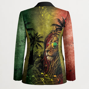 One Love Afro Haiti Blazer Rastafarian Lion Reggae Grunge Style