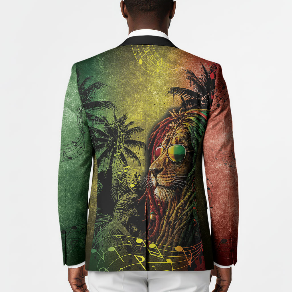 One Love Afro Haiti Blazer Rastafarian Lion Reggae Grunge Style
