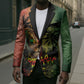 One Love Afro Haiti Blazer Rastafarian Lion Reggae Grunge Style