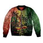 One Love Afro Haiti Bomber Jacket Rastafarian Lion Reggae Grunge Style