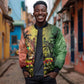 One Love Afro Haiti Bomber Jacket Rastafarian Lion Reggae Grunge Style