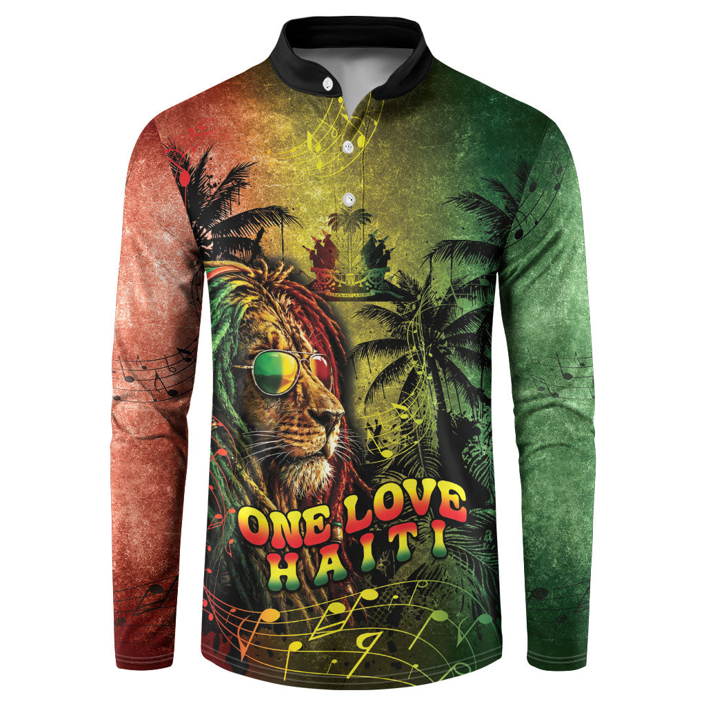 One Love Afro Haiti Button Sweatshirt Rastafarian Lion Reggae Grunge Style