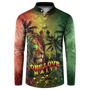 One Love Afro Haiti Button Sweatshirt Rastafarian Lion Reggae Grunge Style