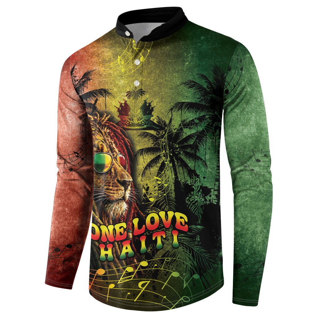 One Love Afro Haiti Button Sweatshirt Rastafarian Lion Reggae Grunge Style