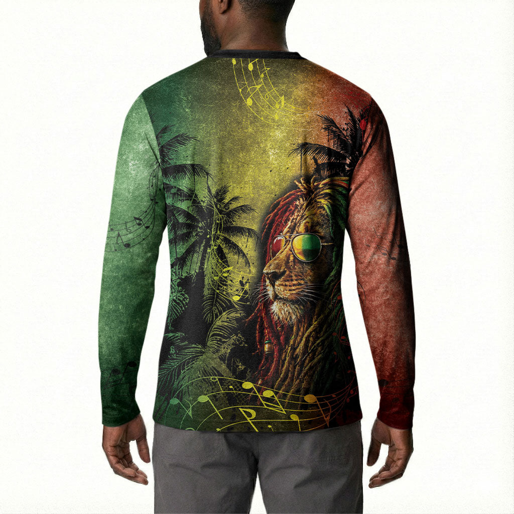 One Love Afro Haiti Button Sweatshirt Rastafarian Lion Reggae Grunge Style