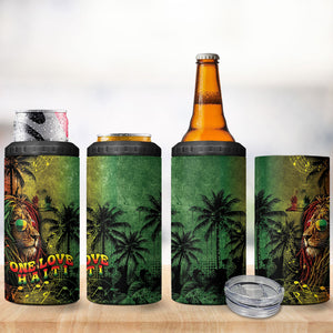 One Love Afro Haiti 4 in 1 Can Cooler Tumbler Rastafarian Lion Reggae Grunge Style